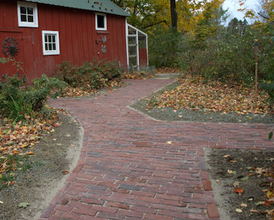 Pathway to antique barn/chicken coop