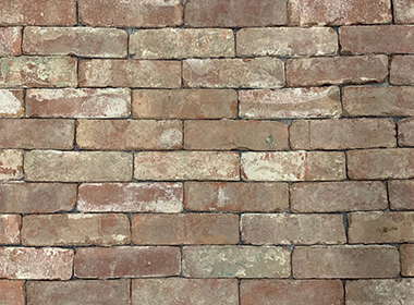 A dry look sample of the old, reclaimed Rockpile brick veneer.